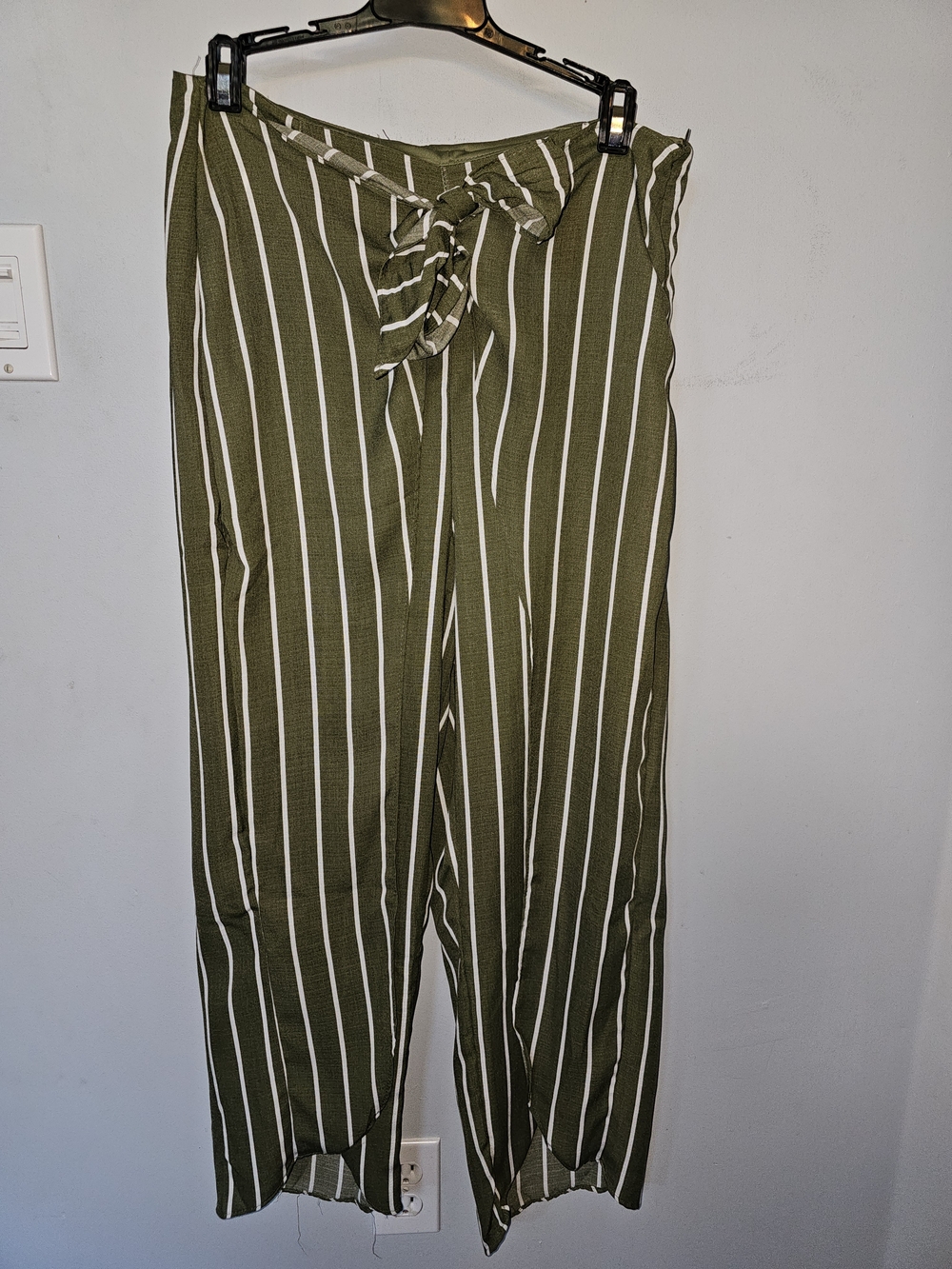 iris Olive Green Vertical Stripe Blouse